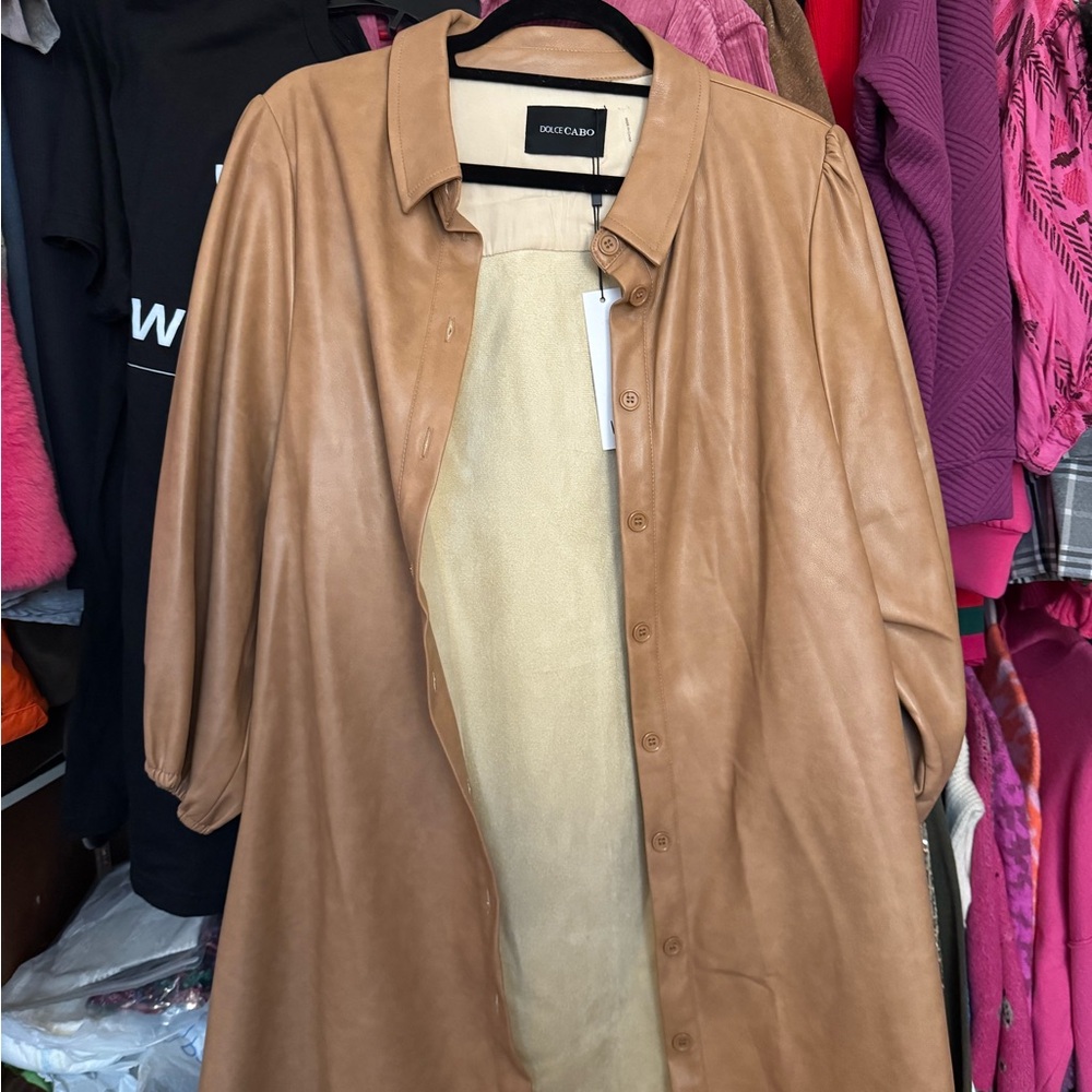 Classic Faux Leather Dress with Puff Sleeves